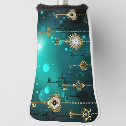 Antiek Skeleton Keys op groene achtergrond Golfheadcover (Draai 90)