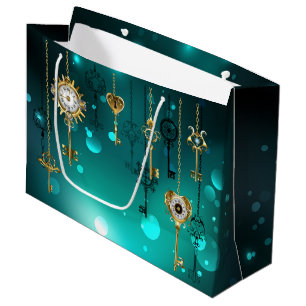 Antiek Skeleton Keys op groene achtergrond Groot Cadeauzakje