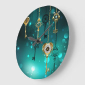 Antiek Skeleton Keys op groene achtergrond Grote Klok (Hoek)