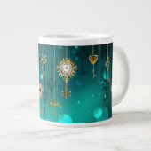 Antiek Skeleton Keys op groene achtergrond Grote Koffiekop (Voorkant rechts)