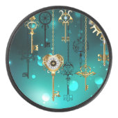 Antiek Skeleton Keys op groene achtergrond Hockey Puck (Voorkant)