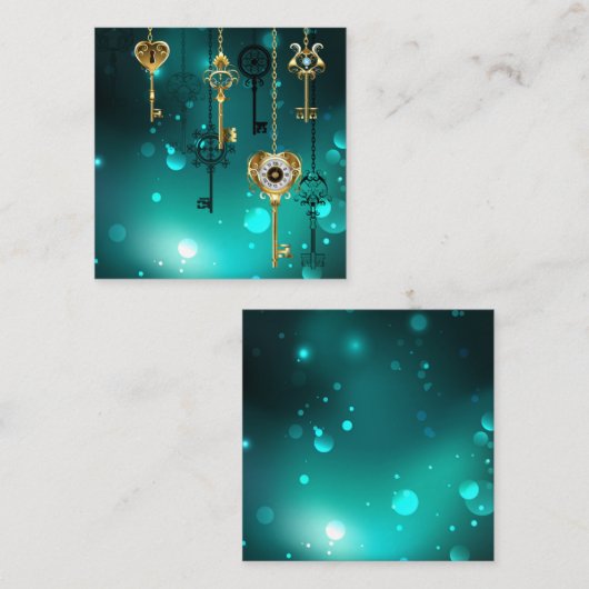 Antiek Skeleton Keys op groene achtergrond Informatiekaartje (Voorkant / Achterkant)