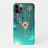 Antiek Skeleton Keys op groene achtergrond iPhone Hoesje (Achterkant)