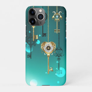 Antiek Skeleton Keys op groene achtergrond iPhone 11Pro Hoesje
