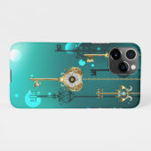 Antiek Skeleton Keys op groene achtergrond iPhone Hoesje (Achterkant horizontaal)