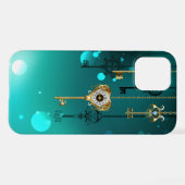 Antiek Skeleton Keys op groene achtergrond iPhone Hoesje (Achterkant horizontaal)