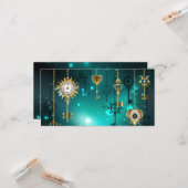 Antiek Skeleton Keys op groene achtergrond Kaart (Voorkant / Achterkant in situ)