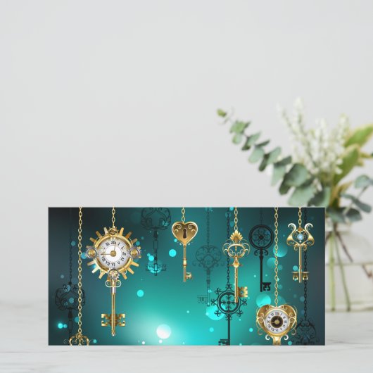 Antiek Skeleton Keys op groene achtergrond Kaart (Staand voorkant)