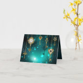 Antiek Skeleton Keys op groene achtergrond Kaart (Gele Bloem)