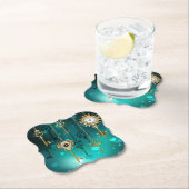 Antiek Skeleton Keys op groene achtergrond Kartonnen Onderzetters (Insitu)