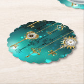 Antiek Skeleton Keys op groene achtergrond Kartonnen Onderzetters (Gekanteld)