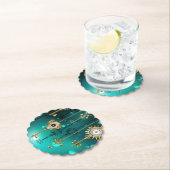 Antiek Skeleton Keys op groene achtergrond Kartonnen Onderzetters (Insitu)