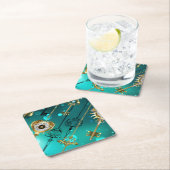 Antiek Skeleton Keys op groene achtergrond Kartonnen Onderzetters (Insitu)