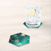 Antiek Skeleton Keys op groene achtergrond Kartonnen Onderzetters (Insitu)