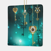 Antiek Skeleton Keys op groene achtergrond Keramisch Ornament (Links)