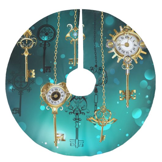 Antiek Skeleton Keys op groene achtergrond Kerstboom Rok (Voorkant)