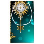 Antiek Skeleton Keys op groene achtergrond Klein Cadeauzakje (Achterkant)