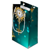 Antiek Skeleton Keys op groene achtergrond Klein Cadeauzakje (Achterkant Gekanteld)