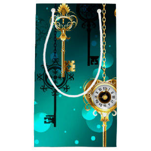 Antiek Skeleton Keys op groene achtergrond Klein Cadeauzakje