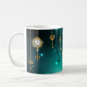 Antiek Skeleton Keys op groene achtergrond Koffiemok (Links)