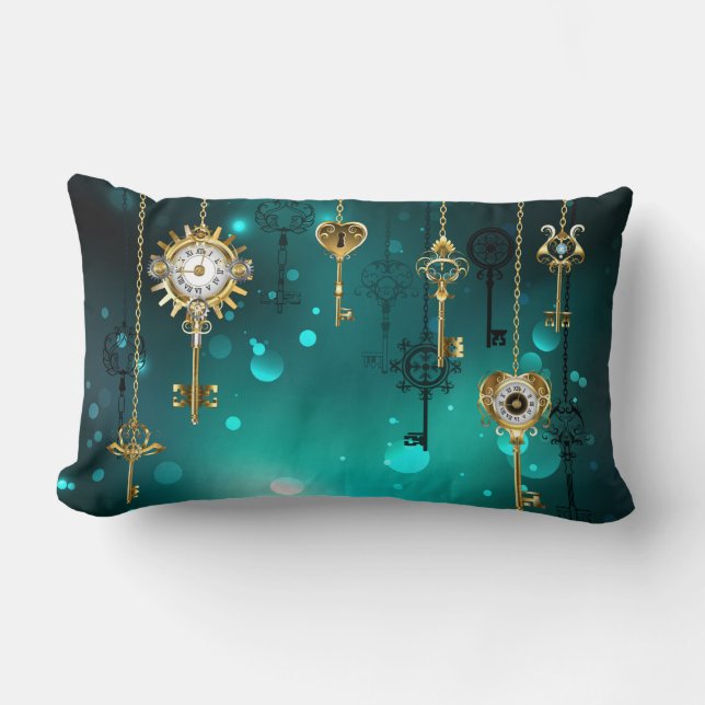 Antiek Skeleton Keys op groene achtergrond Kussen (Voorkant)