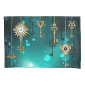 Antiek Skeleton Keys op groene achtergrond Kussensloop (Voorkant)