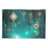 Antiek Skeleton Keys op groene achtergrond Kussensloop (Achterkant-Links)