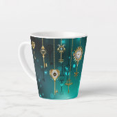 Antiek Skeleton Keys op groene achtergrond Latte Mok (Linkerhoek)