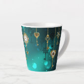 Antiek Skeleton Keys op groene achtergrond Latte Mok (Rechterhoek)