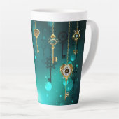 Antiek Skeleton Keys op groene achtergrond Latte Mok (Rechterhoek)