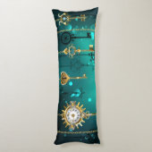 Antiek Skeleton Keys op groene achtergrond Lichaamskussen (Achterkant (Verticaal))