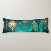 Antiek Skeleton Keys op groene achtergrond Lichaamskussen (Voorkant)