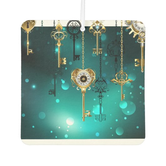 Antiek Skeleton Keys op groene achtergrond Luchtverfrisser (Voorkant)