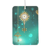 Antiek Skeleton Keys op groene achtergrond Luchtverfrisser (Voorkant)