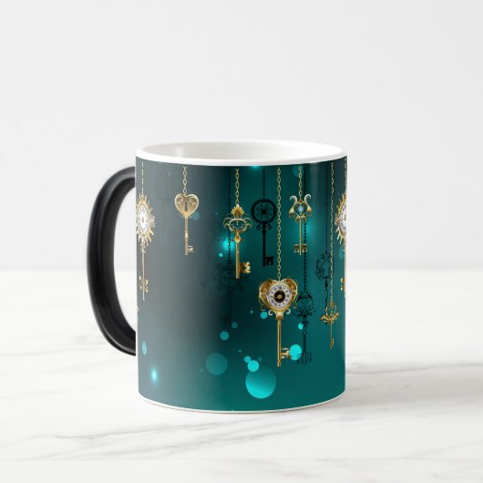 Antiek Skeleton Keys op groene achtergrond Magische Mok (Voorkant links)