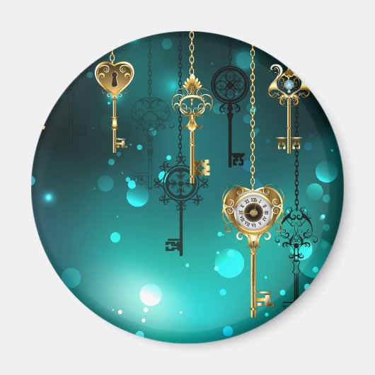 Antiek Skeleton Keys op groene achtergrond Magneet (Voorkant)