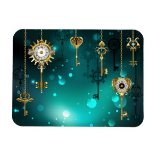 Antiek Skeleton Keys op groene achtergrond Magneet