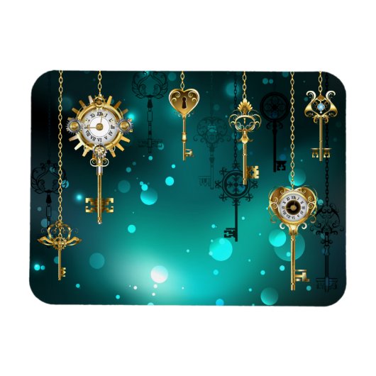 Antiek Skeleton Keys op groene achtergrond Magneet (Horizontaal)