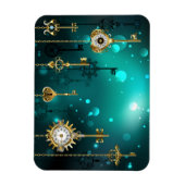 Antiek Skeleton Keys op groene achtergrond Magneet (Verticaal)