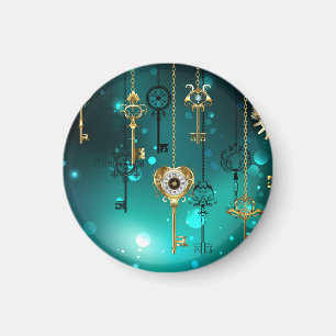 Antiek Skeleton Keys op groene achtergrond Magneet