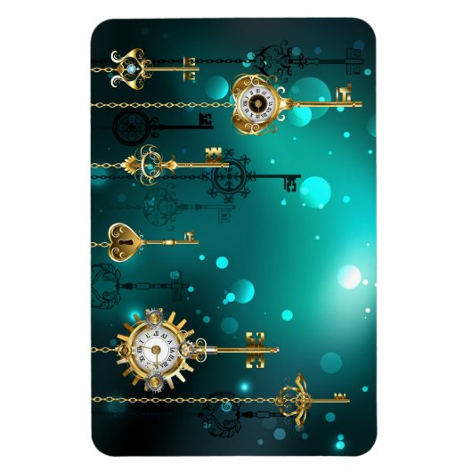 Antiek Skeleton Keys op groene achtergrond Magneet (Verticaal)