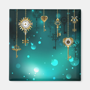 Antiek Skeleton Keys op groene achtergrond Magneet