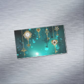 Antiek Skeleton Keys op groene achtergrond Magnetisch Visitekaartje (Voorbeeld)