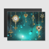 Antiek Skeleton Keys op groene achtergrond Magnetische Uitnodiging (Voorkant / Achterkant)