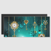 Antiek Skeleton Keys op groene achtergrond Magnetische Uitnodiging (Voorkant / Achterkant)