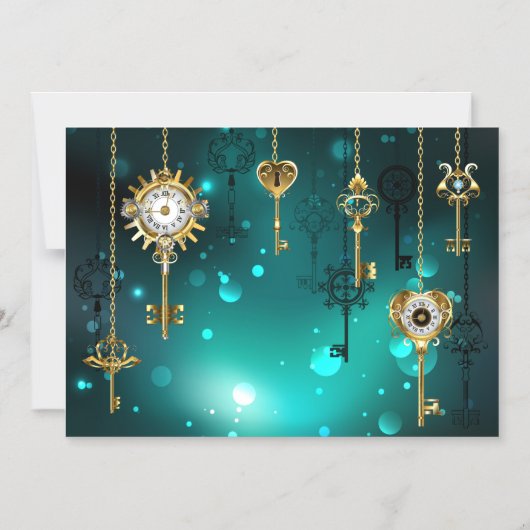 Antiek Skeleton Keys op groene achtergrond Magnetische Uitnodiging (Voorkant)