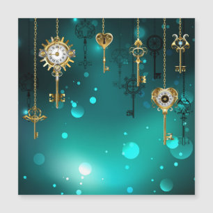 Antiek Skeleton Keys op groene achtergrond Magnetische Uitnodiging