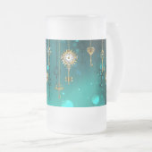 Antiek Skeleton Keys op groene achtergrond Matglas Bierpul (Voorkant rechts)