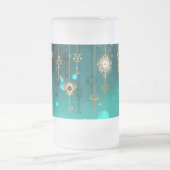 Antiek Skeleton Keys op groene achtergrond Matglas Bierpul (Center)