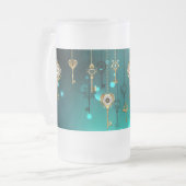 Antiek Skeleton Keys op groene achtergrond Matglas Bierpul (Voorkant links)